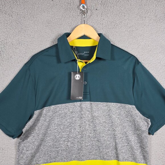 Under Armour Polo Shirt Mens Size Medium Playoff Loose Fit Green Highlighter NWT - Picture 2 of 12